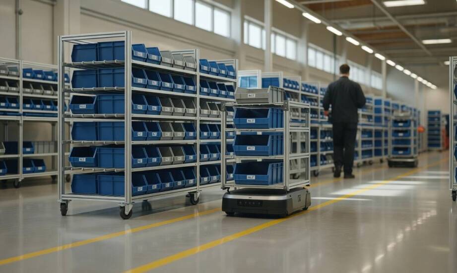 Jak roboty mobilne porządkują dostawy z supermarketu na linię bez rozbijania przepływu Lean