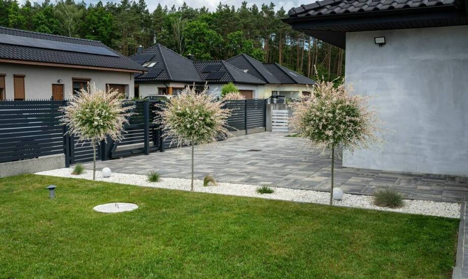 Nasadzenia i projektowanie ogrodu przy budowie domu w Konstancinie Jeziornej