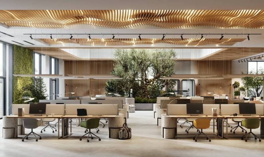 Mobilne ściany z roślin- szybki sposób na podział przestrzeni i poprawę akustyki w biurze.