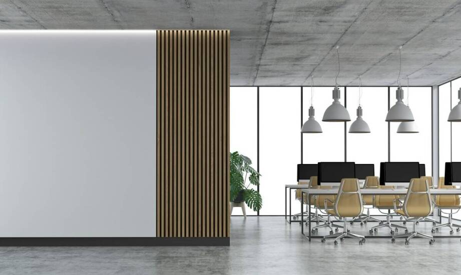 Efekt betonu w aranżacji biurowych luksusowych przestrzeni