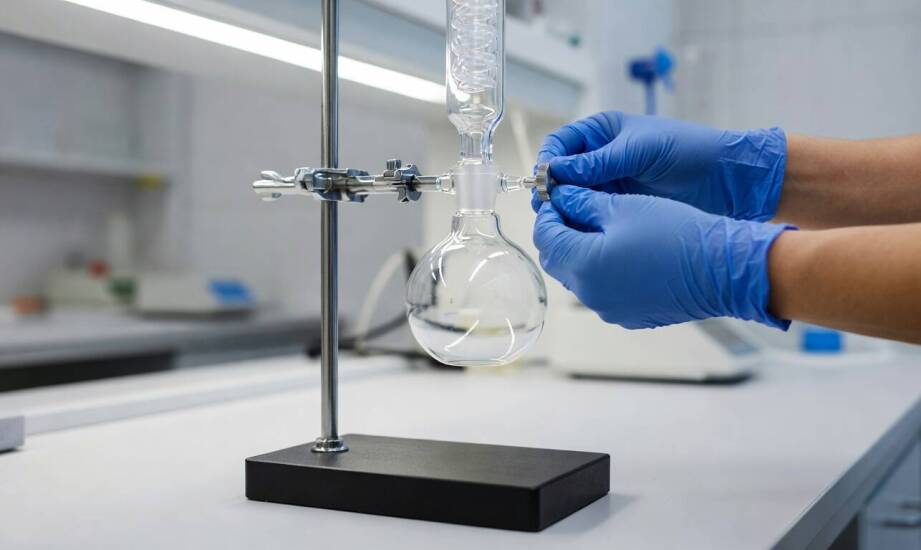 Jak skonfigurować statyw laboratoryjny do bezpiecznej pracy z chłodnicą i kolbą