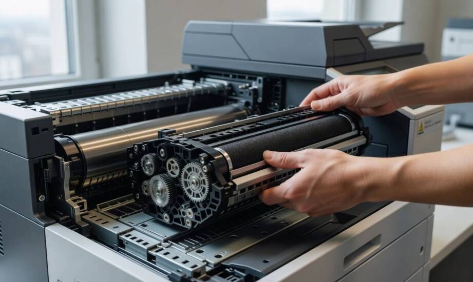 Jak zespół wywoływania i zespół grzewczy decydują o kontraście wydruku w Konica Minolta