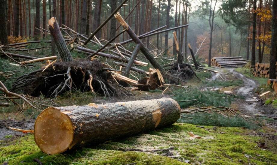 Porządkowanie lasu po wichurze w kujawsko-pomorskim jako pierwszy krok do odbudowy ekosystemu