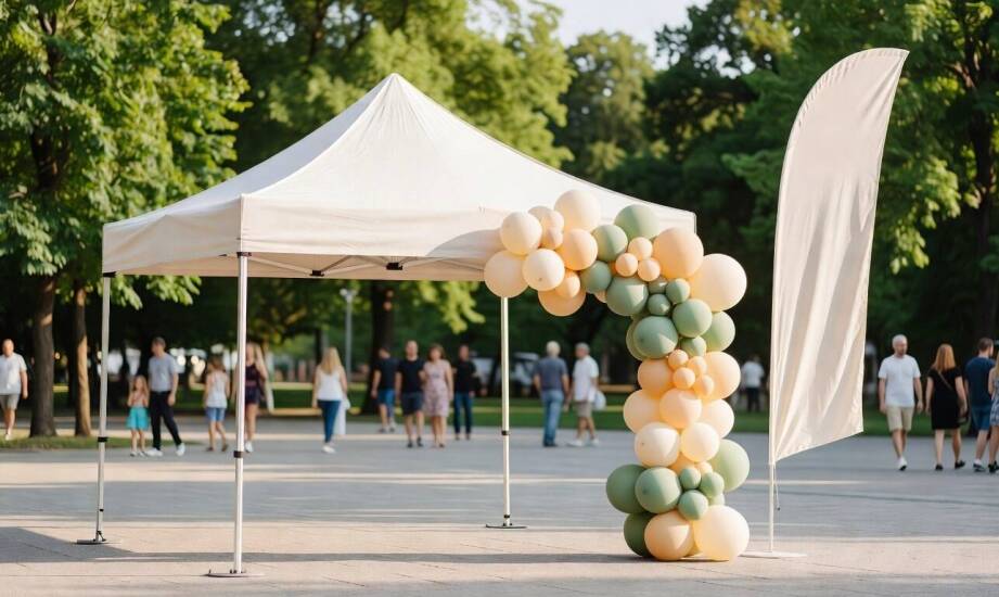 Jak dopasować namiot ekspresowy do stoiska z balonami na evencie promocyjnym