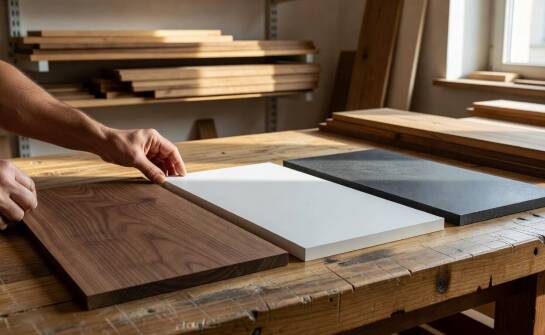 Jak dobór HPL, forniru, solid surface i spieków zmienia projekt i obróbkę mebli