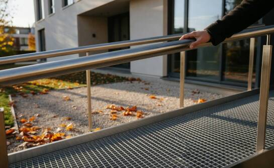 Jak zaprojektować stalowy podjazd z balustradą, żeby pasował do budynku i użytkownika