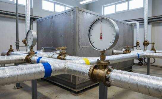 Jak układ absorpcyjny zasilany gazem współpracuje z instalacją wody lodowej