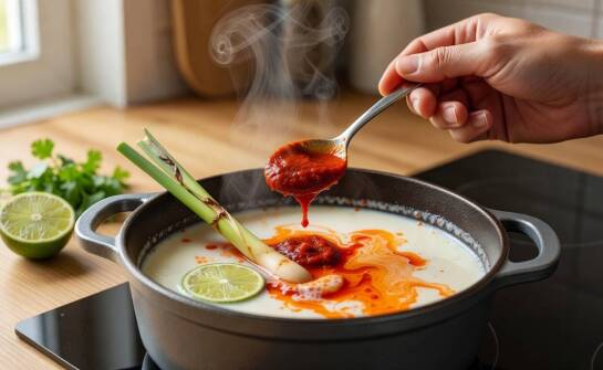 Jak zbudować smak tajskiej zupy kokosowej z pastami chili i mlekiem kokosowym