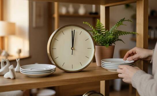 Jak zegary w stylu retro porządkują ekspozycję sklepową obok figurek, porcelany i osłonek
