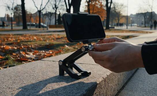 Jak ustawić mobilny uchwyt do telefonu z rozkładanymi nogami podczas nagrań w ruchu