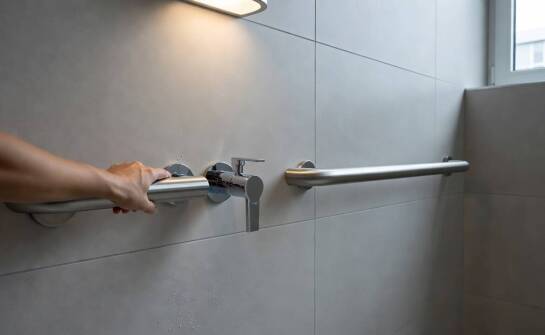 Jak ścienna bateria prysznicowa wpływa na ergonomię strefy prysznica z uchwytami w obiektach publicznych