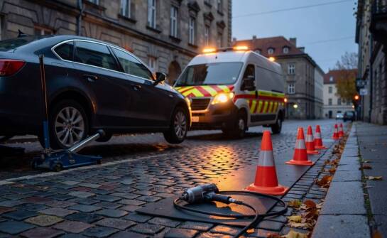 Organizacja strefy roboczej przy aucie — pierwsze działania mechanika po dojeździe na miejsce awarii