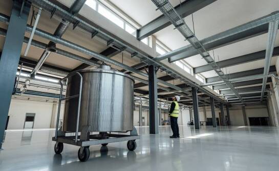Weryfikacja parametrów przestrzennych hali przed wznoszeniem układów produkcyjnych z wielkogabarytowymi zbiornikami