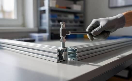 Co decyduje o pewnym zablokowaniu śruby młoteczkowej w profilu aluminiowym