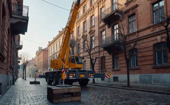 Bramy, podwórza i ciasne dojazdy w Katowicach — jak miasto wpływa na ustawienie żurawia samojezdnego