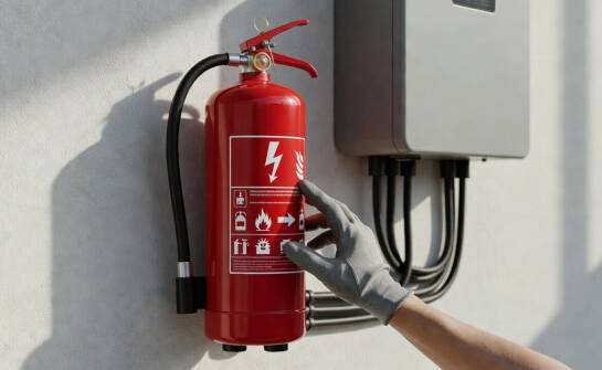 Oznaczenia gaśnicy, które naprawdę mają znaczenie przy gaszeniu instalacji fotowoltaicznej
