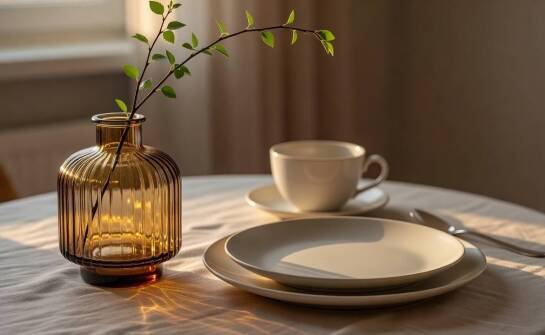 Jak forma i wykończenie szklanego wazonu wpływają na stół z porcelaną