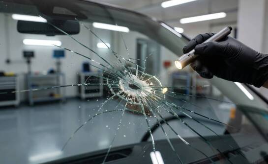 Jak sól, wilgoć i pył z drogi utrudniają ocenę odprysku na szybie