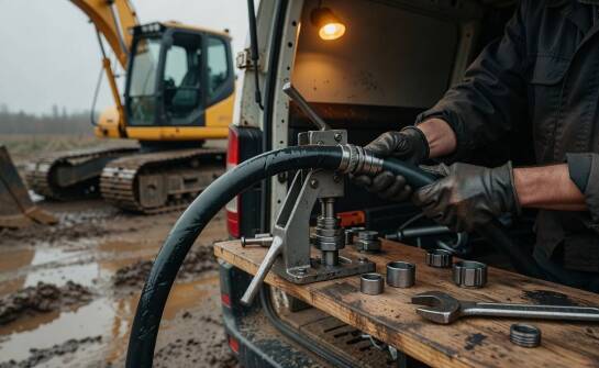 Mobilne zakuwanie przewodów hydraulicznych na budowie — kiedy naprawa na miejscu ma sens