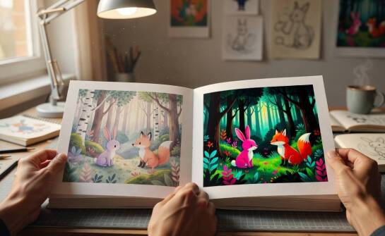 Cieniowanie i nasycone kolory w ilustracjach dziecięcych — jak budują nastrój i czytelność sceny