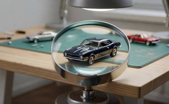Linia dachu, maska i tylne lampy Camaro z 1967 roku jako test podobieństwa miniatury 1:64