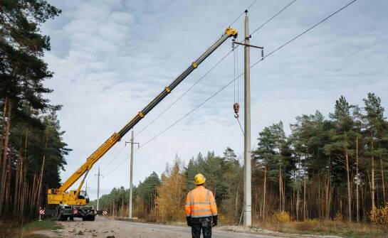 Prace żurawiem samojezdnym przy liniach energetycznych w okolicach Tucholi — kiedy ryzyko elektryczne wymaga odrębnego planu