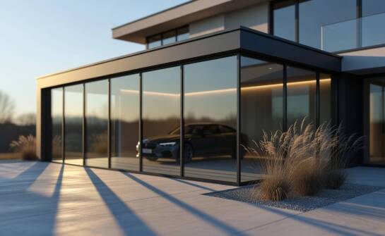 Warum eine Garage aus Glas und Aluminium wie ein Teil der Hausarchitektur wirkt