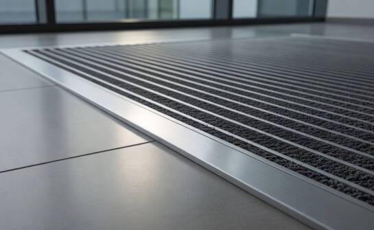 Wie beeinflusst die Höhe des Aluminiumprofils die Montage der Matte auf Bodenhöhe?