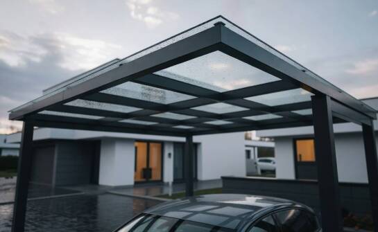 Wie ein verglaster Carport das Fahrzeug schützt und das tägliche Parken am Haus erleichtert