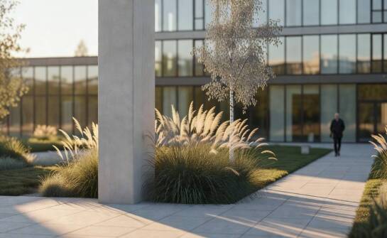 Jak pionowe formy z betonu architektonicznego zmieniają skalę ogrodu i placu