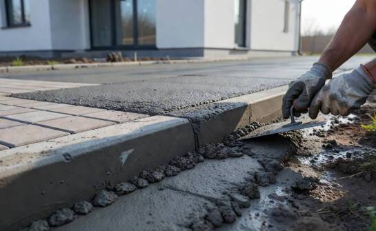 Jak półsuchy beton utrzymuje krawędzie nawierzchni na działkach w rejonie Józefosławia