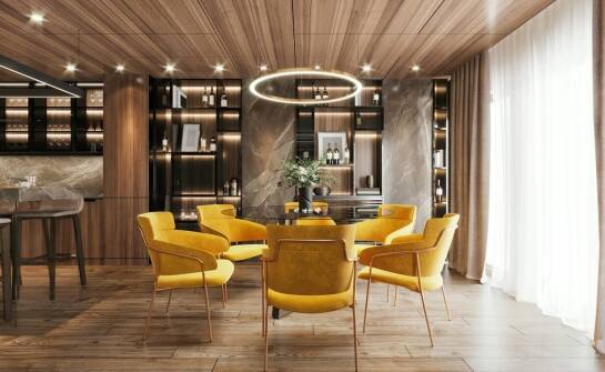 Podświetlane obrazy jako centralny dekoracyjny punkt w jadalni