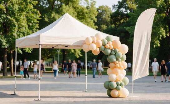 Jak dopasować namiot ekspresowy do stoiska z balonami na evencie promocyjnym